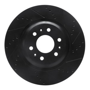 Cadillac SRX Brake Rotor (1) - Front Right - R1 Concepts - Drilled & Slotted - Black - `04-`09